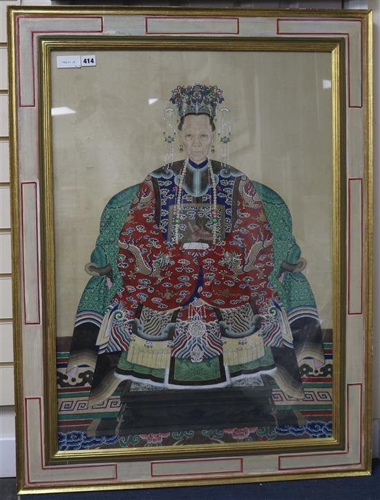 Chinese School, gouache and watercolour, ancestor portrait, 88 x 63cm